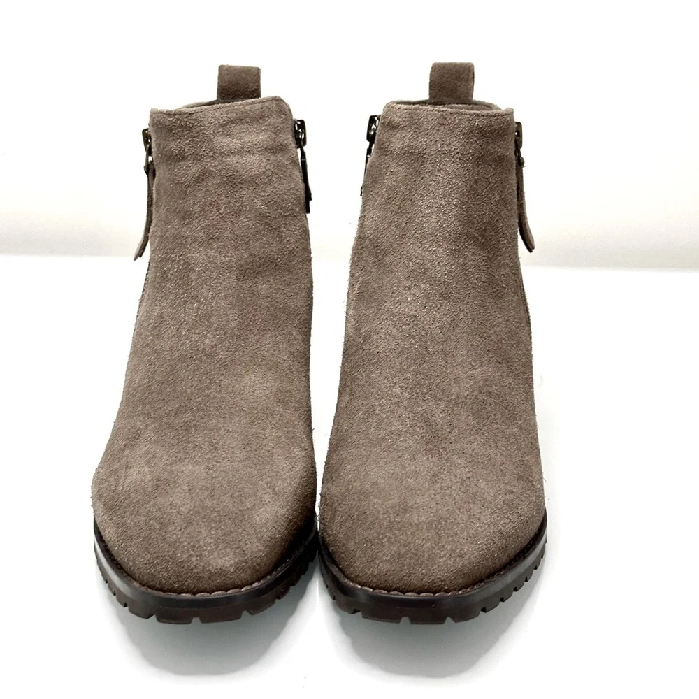 Blondo Tamara Waterproof Suede Leather Zip Bootie 8 Taupe